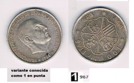 100 pts 1966 (*1967) Variante 1 en punta